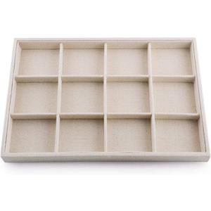 Oirlv Stackable 12 Girds Jewelry Trays Jewelry Storage Tray Showcase Display Organizer(13.8" X 1.4"X 9.4")