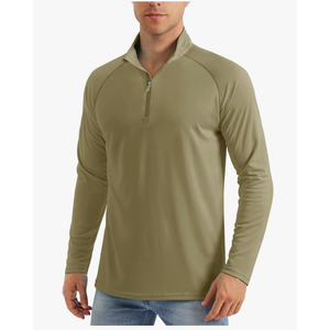 Men's Long Sleeve Sun Shirts UPF 50+ Tees 1/4 Zip Up Fishing Running Rash Guard T-Shirts Outdoor Shirt XL