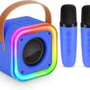 Mini Karaoke Machine for Kids, Girl Toys Gifts, Kids Karaoke Wireless Microphone for 4,5,6,7,8,9,10,11,12 Years Old Boys and Girls Christmas Party Gifts Toys (Dark Blue)