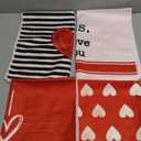 Artoid Mode Red Heart Stripe I Love You Valentine's Kitchen Towels Dish Towels, 18x26 Inch Farmhouse Wedding Decoration Hand Towels Set of 4