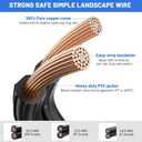 14 Gauge Low Voltage Landscape Wire, 100 ft 14/2 Pure Copper Outdoor Lighting Cable for Path & Garden Lights, ETL Listed PVC Jacket, 41-Strand Twisted 2-Core Low Voltage Wire