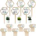 48 Pcs Thank You for Helping Me Grow Succulent Tags Teacher Appreciation Gifts Hexagon Wooden Plant Stakes Label Garden Marker Plant Sign for Teacher's Day Xmas Thanksgiving (Teacher Style)