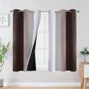 Estelar Textiler Brown and Greyish White Ombre Blackout Curtains 45 Inch Length 2 Panels, Full Room Darkening Gradient Drapes for Kitchen, Thermal Insulated Grommet Short Curtains for Bathroom,42Wx45L