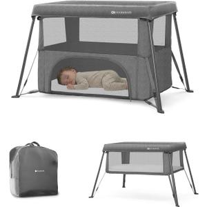 Kinderkraft CAMI 3-in-1 Baby Bed, Travel Bed for Baby, from Birth to 3 Years, Baby cot, Travel cot, Easy to Fold Compactly, Travel Bag Included, Two Levels, Gray