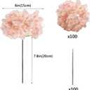 WEISPARK 100PCS Artificial Hydrangea Flowers, Fake Flowers Silk Hydrangea Full Flowers Heads with Stems for Wedding Home Party Shop Baby Shower Decor (Light Pink)