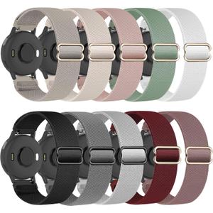Compatible with Garmin Vivoactive 5 Band 20mm, Vivoactive 6/3, 10 Pack Nylon Watch Bands for Garmin Forerunner 165/55/245/Venu/Venu Sq/Venu 2 Plus Soft Stretchy Replacement Strap for Women Men