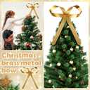 Daifunli 1 Pcs Large Christmas Metal Bow Tree Topper Ornaments with Clip Christmas Bow Decoration for Xmas Tree Topper Garland Wreath Indoor Outdoor Decor, 10 x 8 Inches(Classic,Gold)