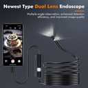 Borescope, Endoscope Camera with Light- 1920P HD Inspection Camera with Light, Dual Lens with 8+1 Adjustable LED Lights, IP67 Waterproof for Android, iPhone, iPad