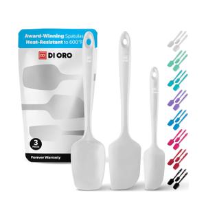 DI ORO Silicone Spatula Set - Rubber Kitchen Spatulas for Baking, Cooking, & Mixing - 600°F Heat-Resistant & BPA Free Silicone Scraper Spatulas for Nonstick Cookware - Dishwasher Safe (3pc, Stone)