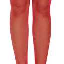 RSLOVE Women Christmas Thigh High Stockings Sexy Santa Fishnet Lingerie Red Hosiery Pantyhose (One Size)