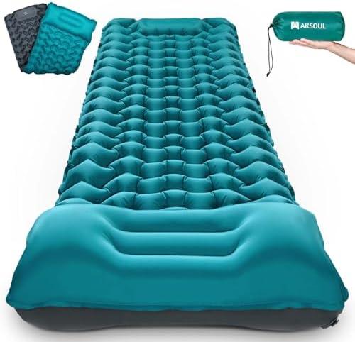 AKSOUL Camping Sleeping Pad with Pillow: Extra Thick 3.9 inch Ultralight Self Inflating Air Mat, Compact Lightweight Insulated Inflatable Sleep Mattress for Backpacking, Camp, Hiking, Tent