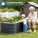 Quictent Galvanized Raised Garden Bed Kit, 6x3x2 ft Oval Metal Planter Box Tall for Vegetables Outdoor Backyard, Strengthened by Crossbar, Dark Gray