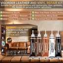 Vigorder Brown Leather Repair Kit for Furniture, Leather Couch Repair Kit for Furniture, Sofa, Jacket, Purse – Super Easy Instructions to Fix Scratches, Tears, Holes, and Peeling
