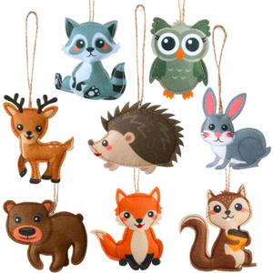 Tegeme 8 Pieces Woodland Animals Ornaments My Forest Friends Felt Animal Hanging Ornament Craft Set Cute Fall Christmas Tree Decor for Backpack Winter Birthday Party Supplies