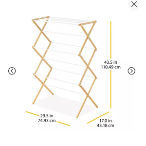 Whitmor Wood Drying Rack: Collapsible Clothes Dryer, Multicolored, 29.5" Width, 32 lb Capacity, No Tools Assembly
