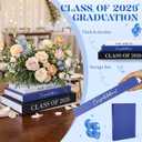 Threehoney 3 Pcs Graduation Table Centerpieces Class of 2026, Graduation Book Centerpiece Congratulate Grad Decoration Decorative Book Storage Box Table Home Party Decor(Black, White, and Blue)