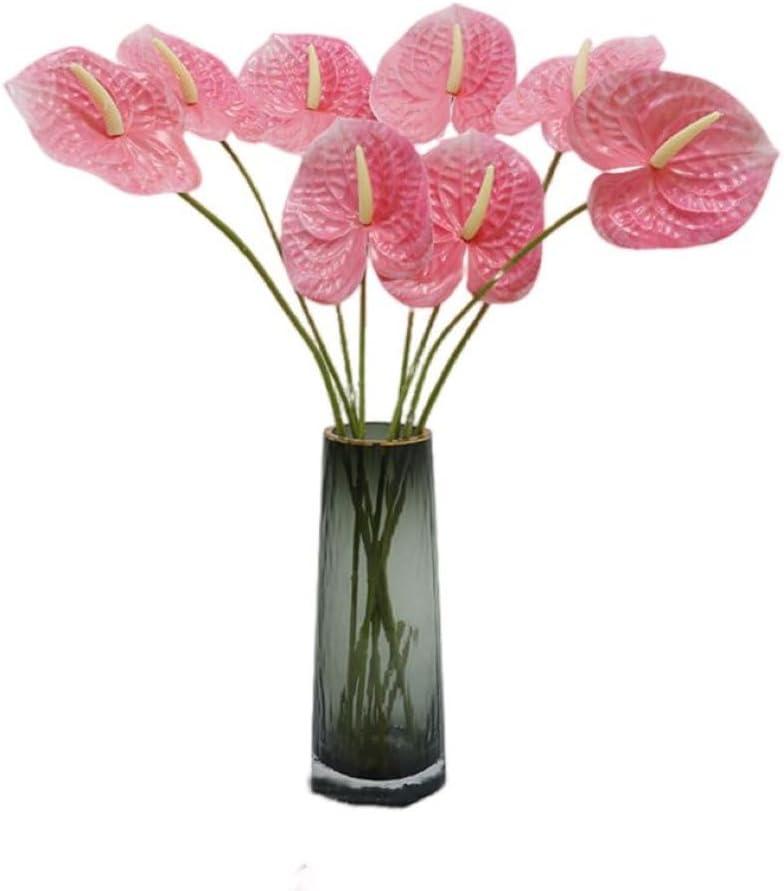 8 Pcs 23-5/8 inch Artificial Anthurium Flowers Real Touch Fake Flower for Table Centerpieces Arrangement and Bridal Wedding Festival Decor Flower Arrangement (Pink)