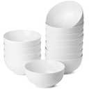 Brew To A Tea BTaT- White Soup Bowls Set of 12, 16 Ounces, Porcelain Dishes for Soup, Rice, Salad, Noodle, Microwave, Oven, Freezer & Dishwasher Safe, Deep White Cereal Bowls for Kitchen