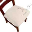Genina Waterproof Polyester Blend Seat Covers for Dining Chairs,Chair Seat Covers Set of 4, Stretchable Dining Room Chair Seat Covers for Chair Protector Slipcover for Kitchen (Creamy Beige)