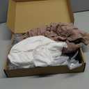 Riyiper 3 Pack Women's Half Sleeve Top Elbow Length Ribbed Cotton T Shirt Women V Neck Summer Tee Slim Fit Casual Blouses (Medium, Black, White, Khaki)