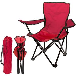 Pacific Play Tents Kids Folding Chair, 100 lbs. Weight Capacity - Ruby Red, 14" L x 14" W x 23.5" H