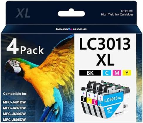 Lamburee LC3013XL Ink Cartridges with High-Yield Replacement for Brother LC3013 LC3011 Work with MFC-J491DW MFC-J497DW MFC-J690DW MFC-J895DW Printers (Black, Cyan, Magenta, Yellow, 4 Pack)