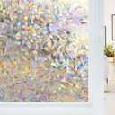 Haton Window Privacy Film, Stained Glass Rainbow Film Decorative Window Clings, Static Cling Sun Blocking Stickers Decals Coverings Tint for Home Heat Control, Non-Adhesive 23.6" x 118.1"