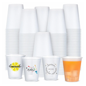 100 Pcs Clear Frosted Plastic Cups Bulk Blank Plastic Drinking Frosted Cups Disposable Party Tumblers for Wedding Painting Stadium Events Marketing (12 oz)