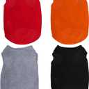 4 Pcs Cat Shirts Solid Color Dog Clothes Summer Sleeveless Pet T Shirts for Small Pet Dogs Cat (Black,Grey,Red,Orange, Small)