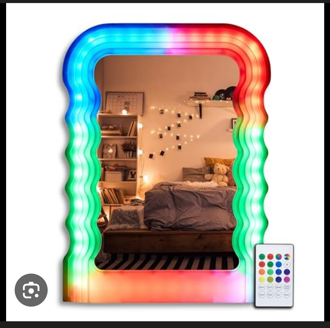 Wavy LED Mirror 18"x 24"Wave Mirror - Irregular Wall Mounted Decorative Mirror for Living Room or Bedroom, Great for Present and Room Décor, 18x24