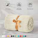 BEDELITE Fleece Blanket Twin Size 3D Ribbed Jacquard Soft and Warm Decorative Fuzzy Blankets Cozy, Fluffy, Plush Lightweight Throw Blankets for Couch, Bed, Sofa(Beige, 60x80 inches)
