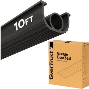 EverTrust Garage Door Bottom Seal Weatherproof Stripping Rubber Seal with 5/16 T-Ends. Protect Your Garage from Weather and Dust with EPDM Rubber Garage Door Draft Stopper (10 Ft)