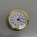 HILLHOME Mini Clock Insert 2.4 Inch (61 mm) Round Quartz Clock Fit-up Movement Miniature White Dial Gold Tone Bezel Roman Numerals (Gold)