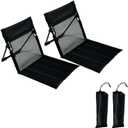 2 Pack Foldable Camping Chairs with Mesh Backrest,Ultra-Light Portable Beach Chairs with Carry Bag for Sunbathing Swimming Poolside Picnic Lawn Road Trips (Black)