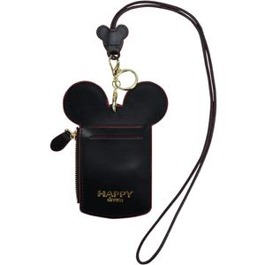 BUUFAN Chic Black Cute Travel PU Leather Student ID Card Holder Lanyard Neck Pouch Bag With Coin Wallet Purse for Students Women Kids Teens Girls