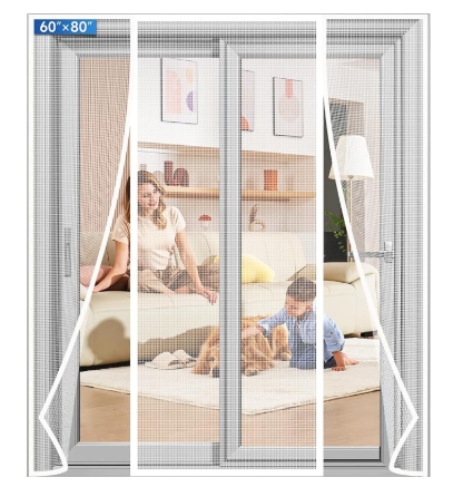 LONGEAS Magnetic Screen Door Upgraded PET Mesh Stronger Than Fiberglass and Polyester,Hands Free,Keeps Bugs Out,Pet & Kid Friendly,Suitable for Sliding Door,Large Patio Door and French Door60''x80''