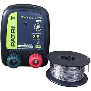 Patriot PE2 Electric Fence Energizer Plus 250-Feet Made in U.S.A. 17 Gauge Spool Aluminum Wire for Containing Pets and Keeping Out Small Nuisance Animals