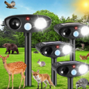 Ultrasonic Animal Repellent Outdoor Solar Animal Repellent with Motion Sensor&LED Strobe Light Cat Repellent Outdoor Deer Repellent Device to Scare Rabbit Raccoon Squirrel Skunk Repellent for Yard1121, Pack of 4