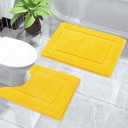 SHACOS Bathroom Toilet Rugs Set of 2 Pieces Small Bath Rugs with U Shape Toilet Rugs Set 16x24 + 20x24 inch Soft Absorbent Bath Mats Non Slip Plush Shower Rug Machine Washable, Yellow