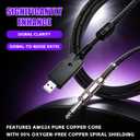 USB to 6.35mm Instrument Cable 2.8m, 16bit 48kHz Guitar Link Cable for PC Laptop, Plug and Play No Driver Needed, for Electric Guitar Bass Recording Practice with Recording Software