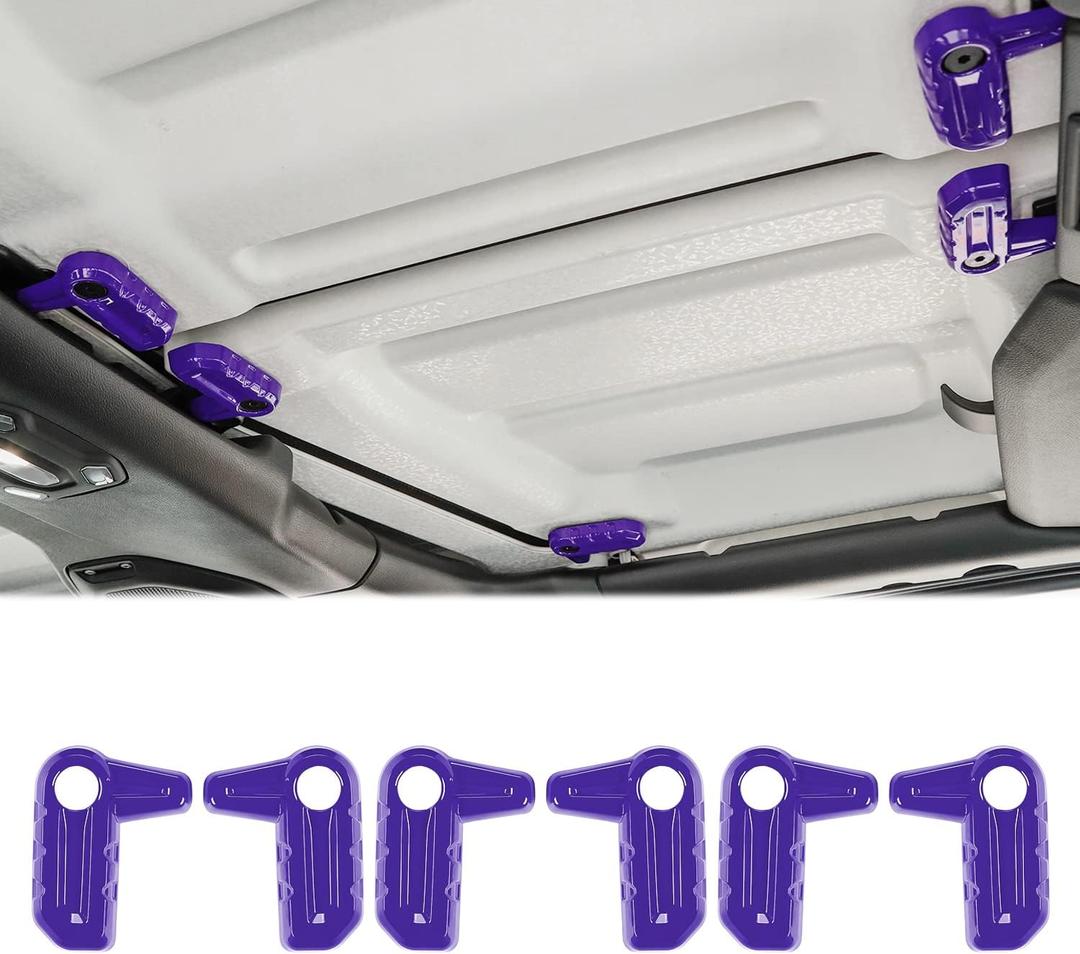 RAZPOY for JL 6PCS Freedom Panel Latch Trim Hardtop Roof Removal Switch Handle Cover Compatible with 2018-2023 Jeep Wrangler JL JLU & Gladiator JT, Purple