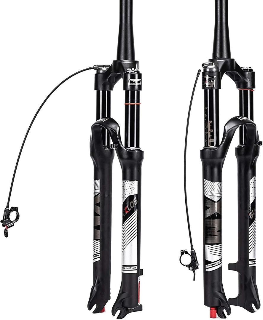 BUCKLOS 26/27.5/29 Travel 120mm MTB Air Suspension Fork, Rebound Adjust 1 1/8 Straight/Tapered Tube QR 9mm Manual/Remote Lockout XC AM Ultralight Mountain Bike Front Forks