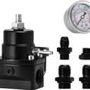 EFI Fuel Pressure Regulator Kit with Bypass Return 0-100psi Pressure Gauge AN6-6AN Fuel Line Hose Fitting Connectors Kit Adjustable Universal Aluminum