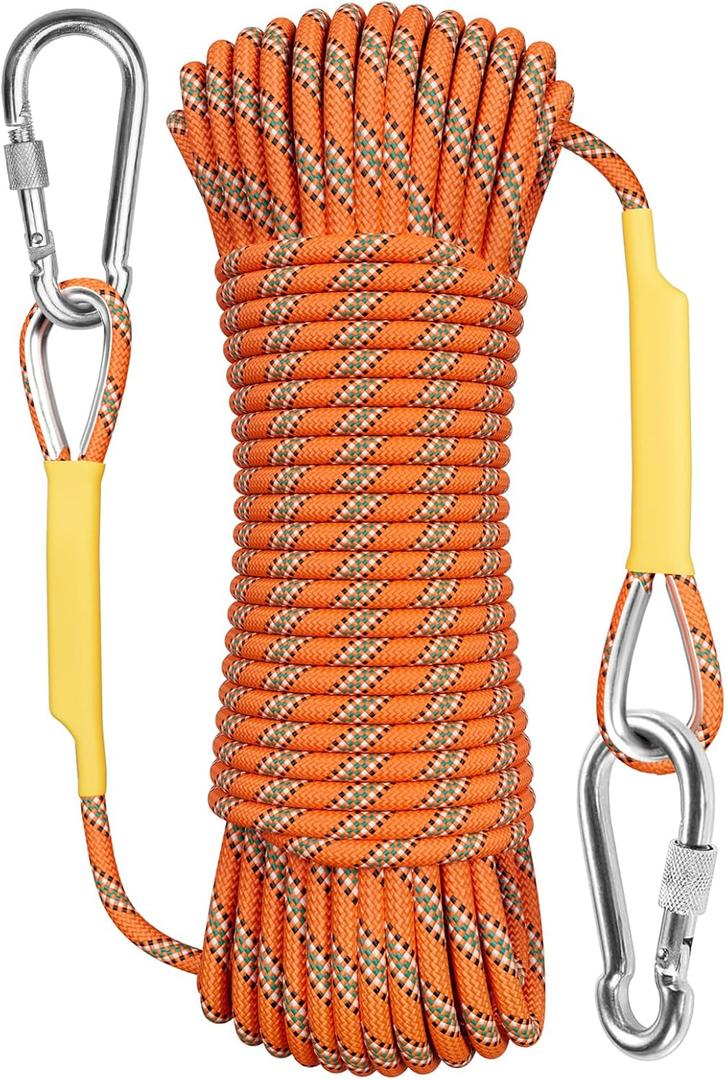 X XBEN Outdoor Climbing Rope 10M(32ft) 20M(64ft) 30M(96ft) 50M(160ft) 70M(230ft) 152M(500FT) 352M(1000FT) Static Rock Climbing Rope for Escape Rope Ice Climbing Equipment Fire Rescue Parachute (Orange)
