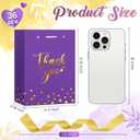 Kolldenn 36 Pack Small Thank You Gift Bags with Handles 5.9 x 4.3 x 2.4 Inches Wedding Favor Bags with Bow Ribbon Graduation Candy Goodie Gift Bag Bulk for Wedding Birthday Bridal Shower(Purple)