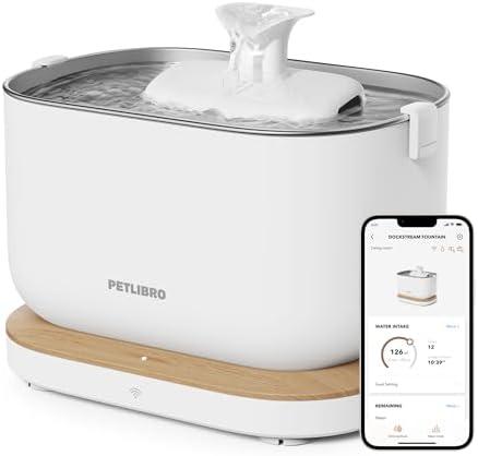 PETLIBRO Cat Water Fountain, App Monitoring Pet Fountains for Cats Indoor with Stainless Steel Tray, 2.5L/84oz Dockstream Automatic Water Dispenser for Drinking, 2.4G Wi-Fi Smart Bowl Inside