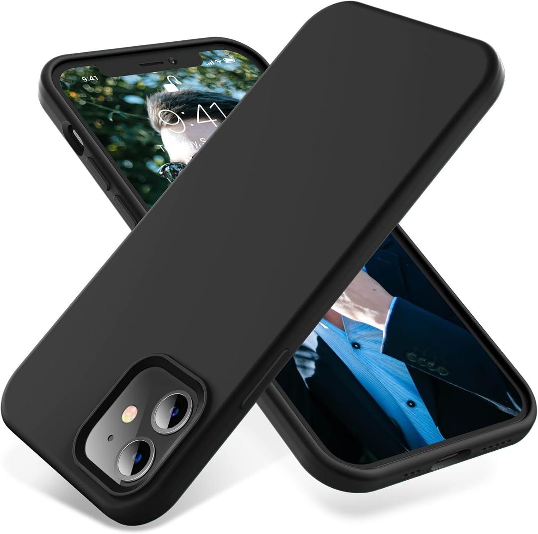 OTOFLY Soft Silicone Designed for iPhone 12/12 Pro Case,[Military Grade Drop Protection] [Anti-Scratch Microfiber Lining] Shockproof Protective Phone Case Slim Thin Cover 6.1 inch, (Black)
