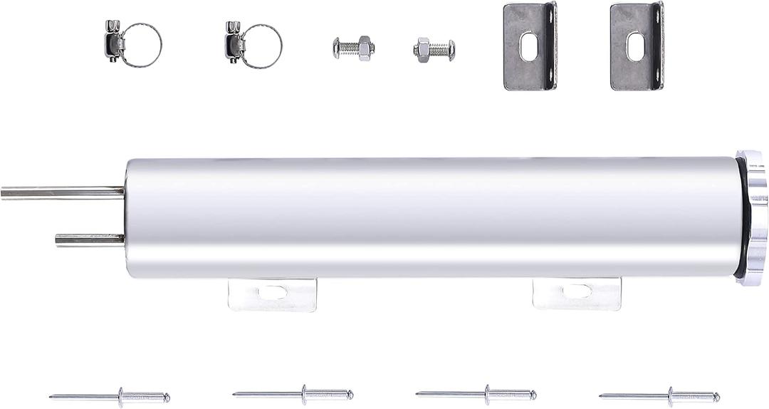 2 x 10 Inches Universal Radiator Coolant Overflow Puke Tank Bottle Catch Can Polished Stainless Steel with Twist Cap 12 Ounces