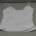 PINKMSTYLE Women's Sexy V Neck Ruched Cami Top Sleeveless Spaghetti Double Layer Fitted Crop Tank Tops (Large, White)