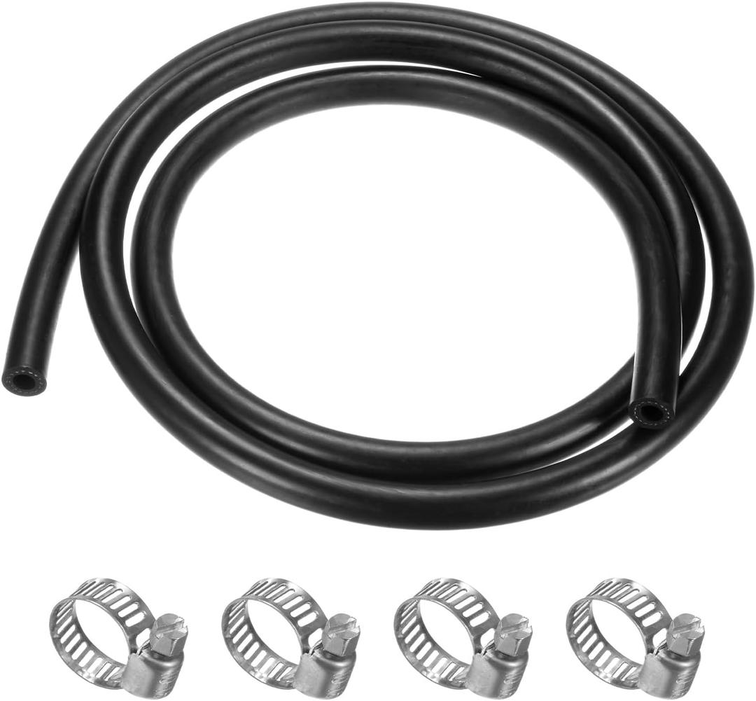 M METERXITY Fuel Line Hose, 6.5mm ID 13mm OD 4.9ft Length, NBR Rubber High Pressure Heat Resistant Gas Line Hose Oil Hose W 4pcs Clamps for Automotive Fuel Systems/Steam Emission/Engines